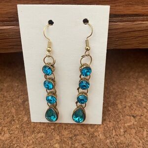 Elegant Blue and Gold Dangle Earrings